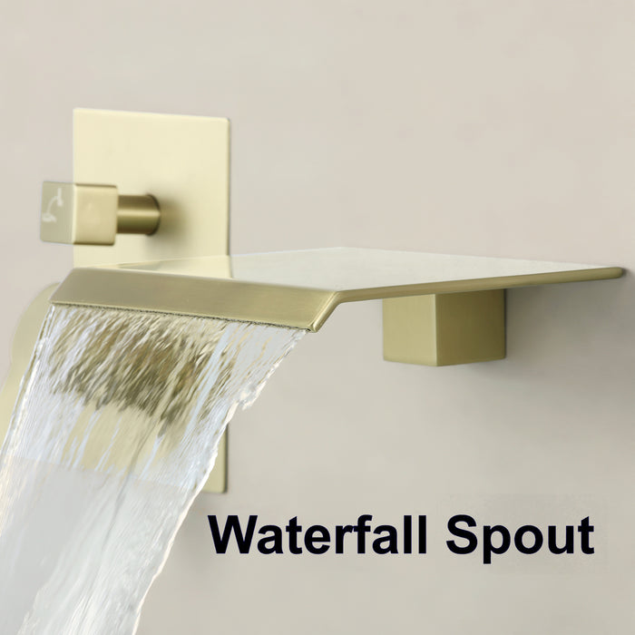 TopCraft Single-Handle Wall Mount Bathtub Faucet Roman Tub Faucet with Hand Shower in Brass and SUS304 Mixed