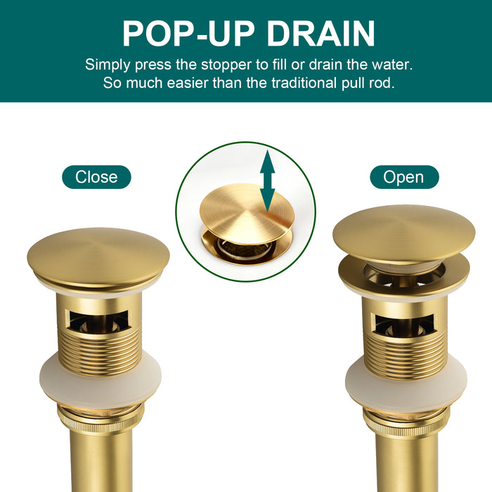 Topcraft Dual-Handle Wide-Spout Bathroom Faucet with Pop-Up Drain