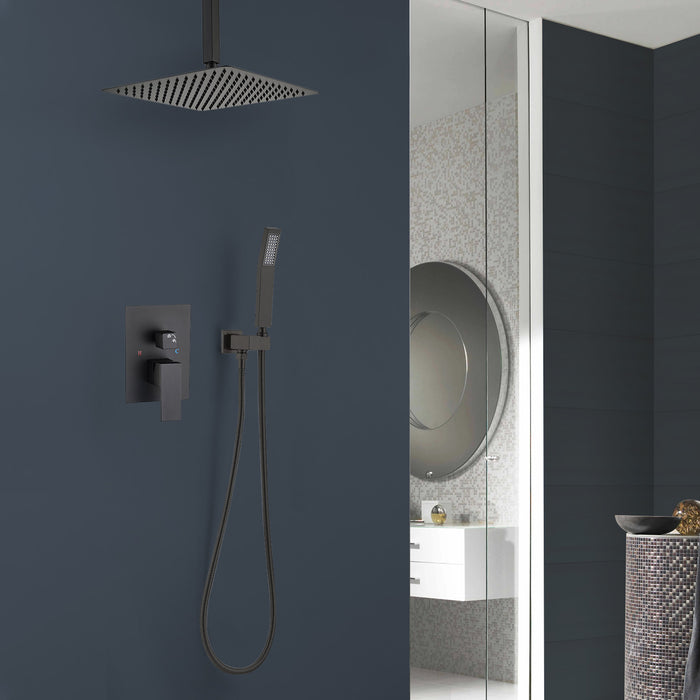 1-Spray Patterns 16 in. Ceiling Mount Dual Fixed and Handheld Shower Head 2.5 GPM