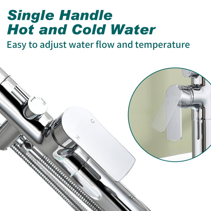 Topcraft Freestanding Bathtub Filler with Handheld Showerhead