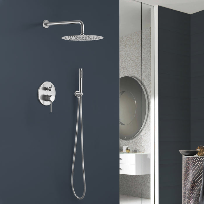 1-spray Patterns 10 in. Dual Fixed and Handheld Shower Head 1.8 GPM in Brushed Nickel