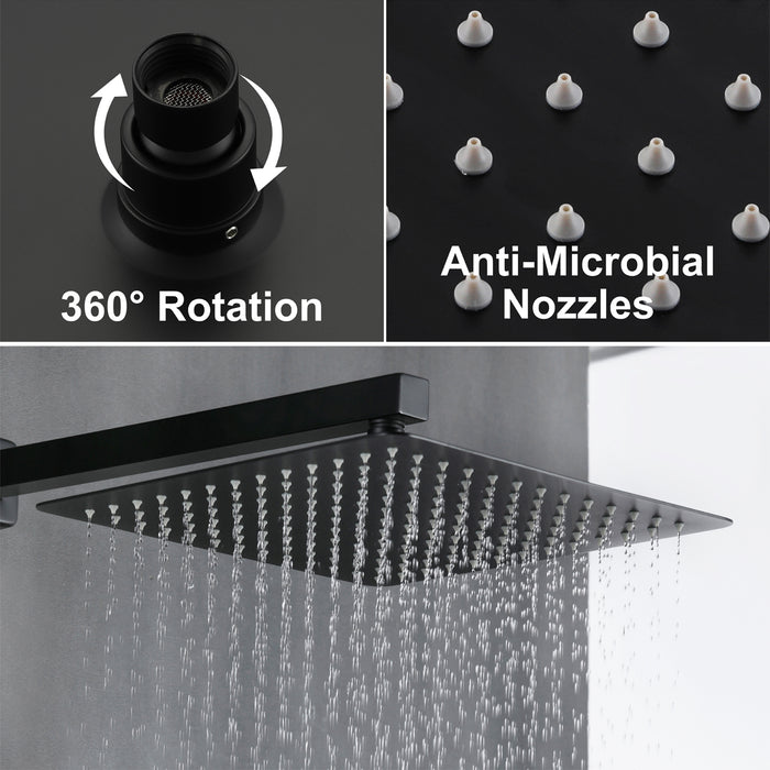 Rainfall Shower System with Single Handle 1-Spray Patterns 2.5 GPM HandHeld Shower Faucet and 12 in. Square Wall Mount Shower Head (Valve Included)