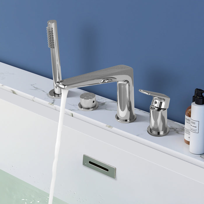 Topcraft Deck-Mounted 4-Hole Bathtub Filler Faucet with Handheld Shower