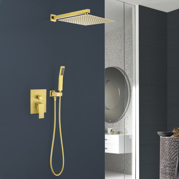 1-Spray Patterns 9.8 in. Dual Fixed and Handheld Shower Head with 1.8 GPM in Brushed Gold