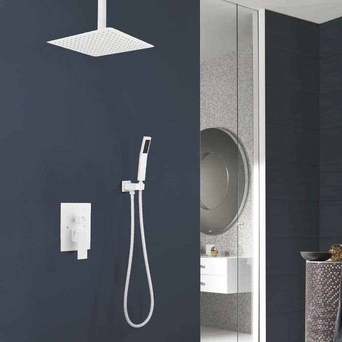 1-Spray Patterns 16 in. Ceiling Mount Dual Fixed and Handheld Shower Head 2.5 GPM