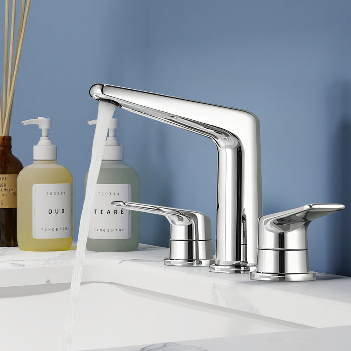 Topcraft Dual-Handle Wide-Spout Bathroom Faucet with Pop-Up Drain
