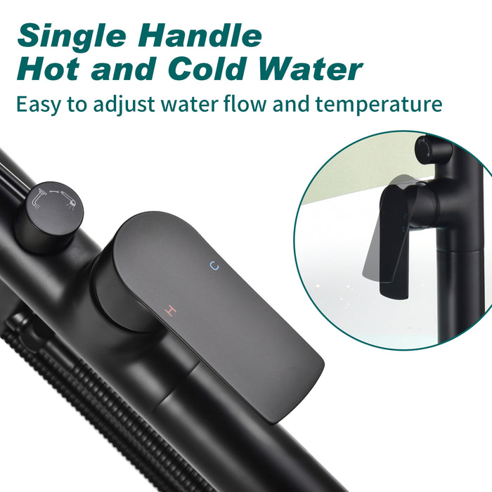 Topcraft Freestanding Bathtub Filler with Handheld Showerhead