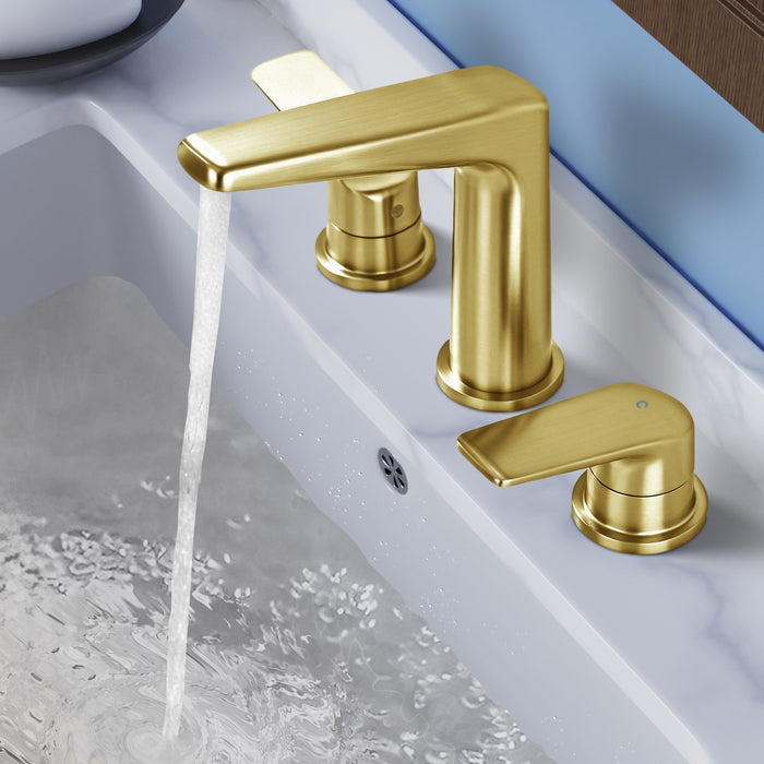 Topcraft Dual-Handle Wide-Spout Bathroom Faucet with Pop-Up Drain