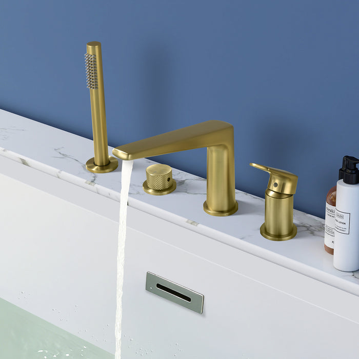 Topcraft Deck-Mounted 4-Hole Bathtub Filler Faucet with Handheld Shower