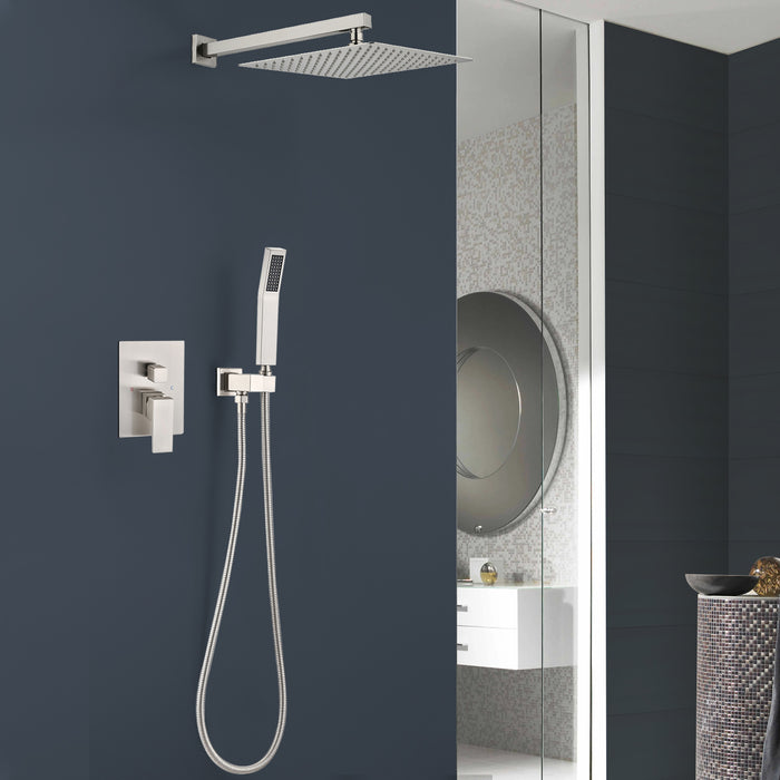 1-Spray Patterns 11.8 in. Dual Fixed and Handheld Shower Head with 2.5 GPM in Brushed Nickel
