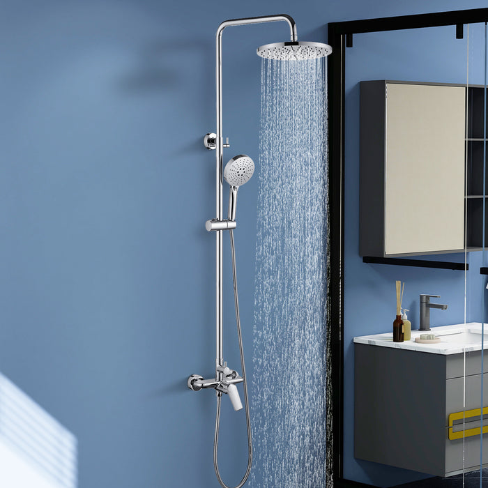 Topcraft Wall-Mounted 10-Inch Rain Shower System with Handheld Faucet