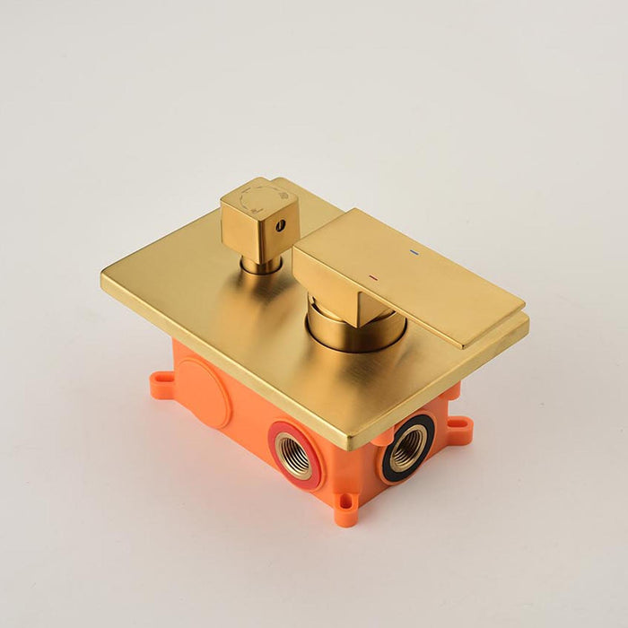 1-spray 11.8 in. Wall-Mounted Dual Fixed and Handheld Shower Head 2.5 GPM with Slide Bar, Body-sprays in Brushed Gold