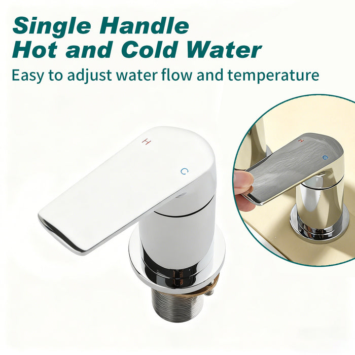 Topcraft Deck-Mounted 4-Hole Bathtub Filler Faucet with Handheld Shower