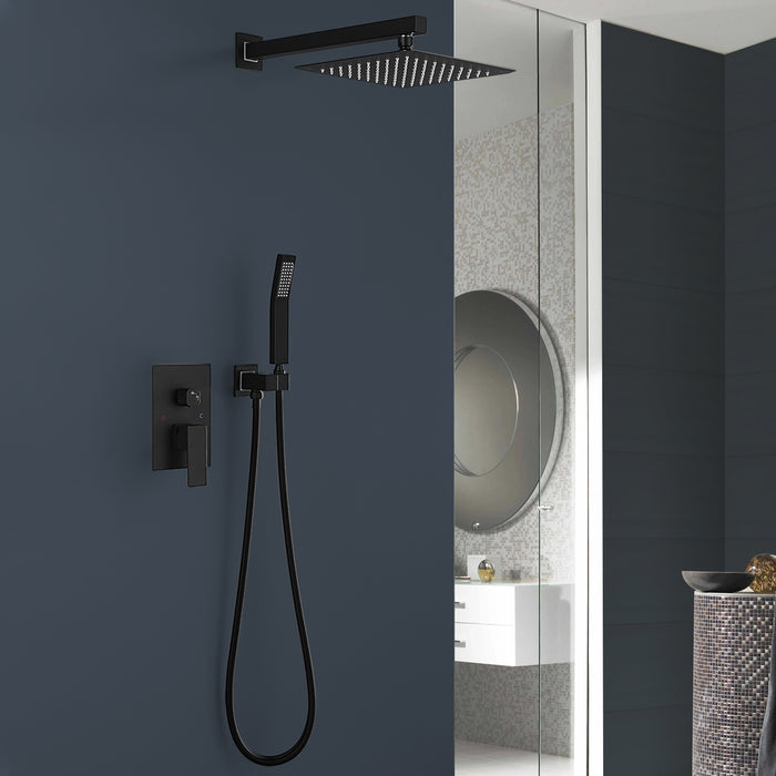 1-Spray Patterns 9.8 in. Wall mount Dual Fixed and Handheld Shower Head with 1.8 GPM in Matte Black
