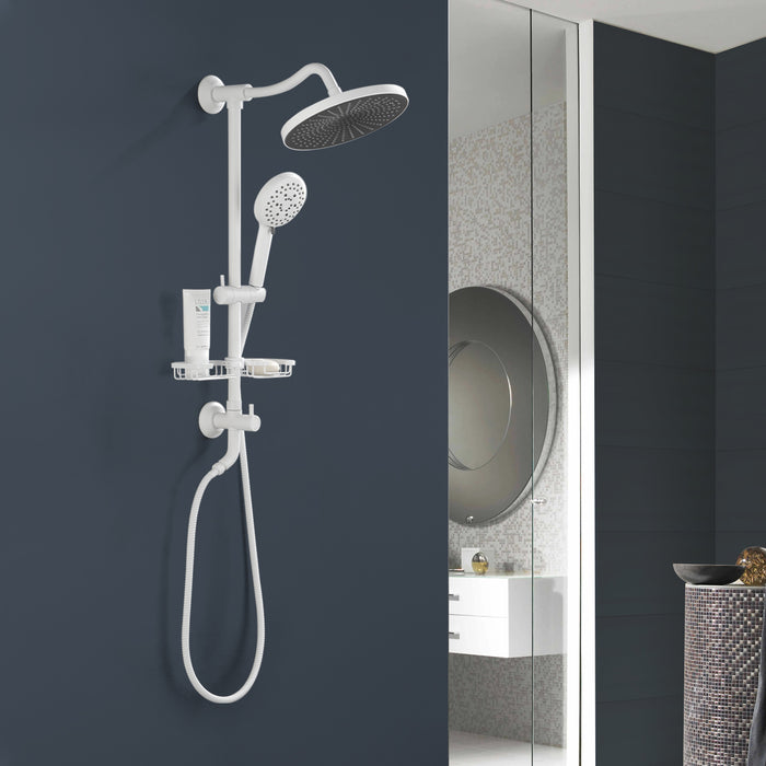 ShowerSpas Shower System, with 10" Rain Showerhead, 4-Function Hand Shower, Adjustable Slide Bar and Soap Dish