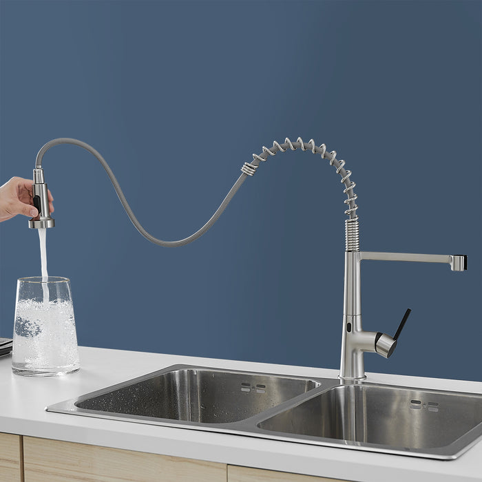 Touchless Kitchen Faucet Single Handle Sensor Pull Out Kitchen Faucet with Sprayer Dual Function Sprayhead in Contemporary Design