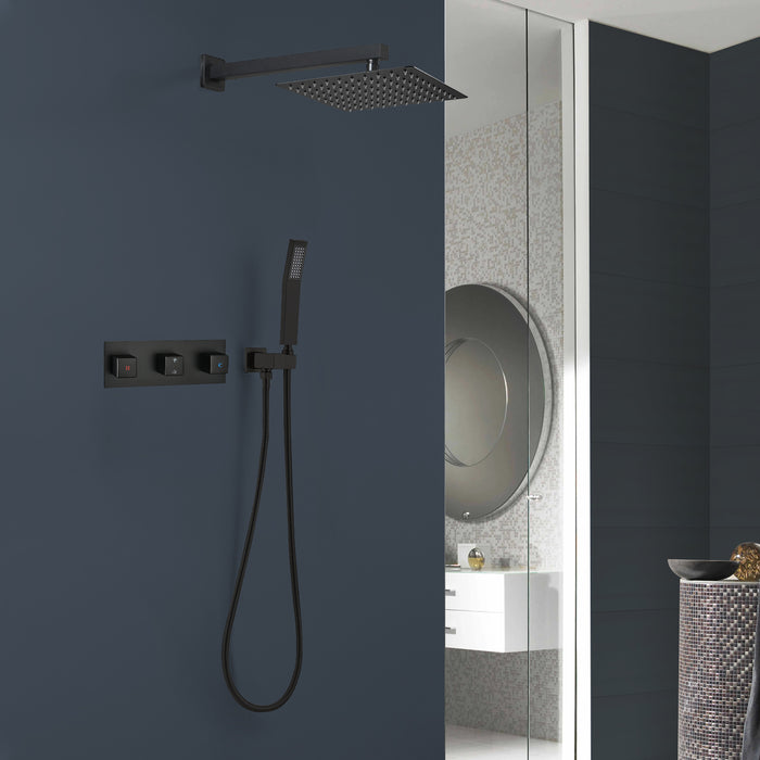1-Spray Patterns 9.84 in. Dual Fixed and Handheld Shower Head with 1.8 GPM in Matte Black