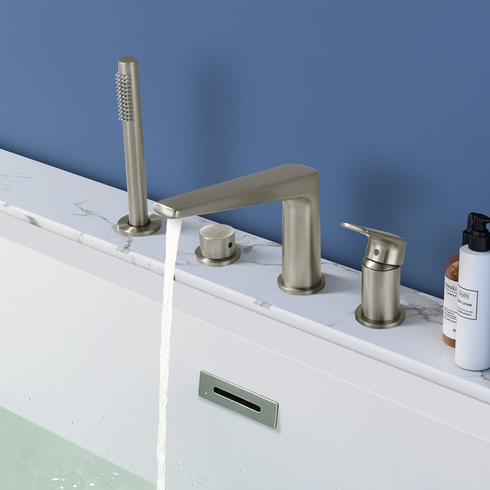 Topcraft Deck-Mounted 4-Hole Bathtub Filler Faucet with Handheld Shower