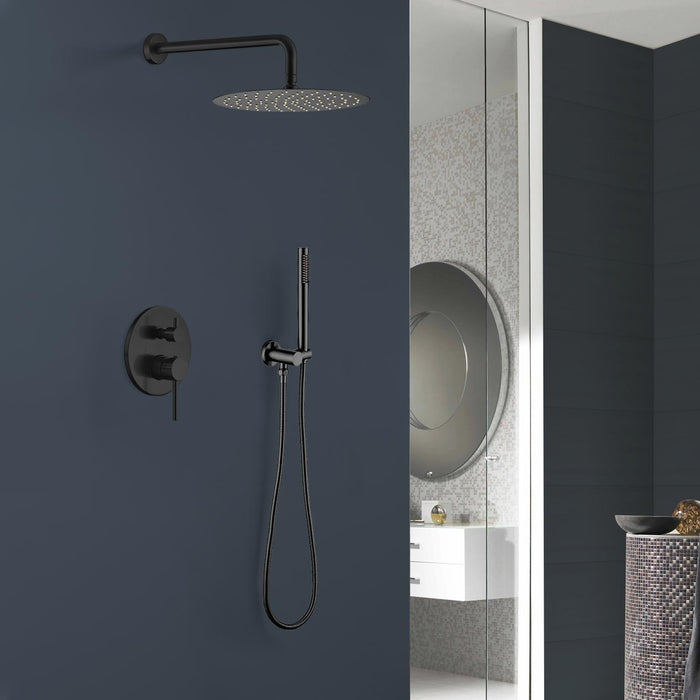 1-spray Patterns 9.8 in. Wall mount Dual Fixed and Handheld Shower Head 1.8 GPM in Matte Black