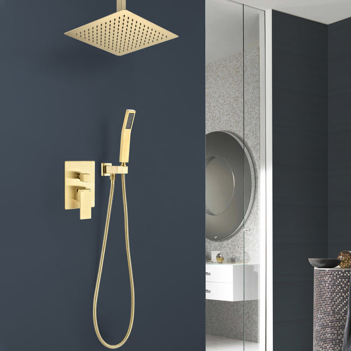 Ceiling Mounted Shower System Combo Set with Handheld and 12"Shower head