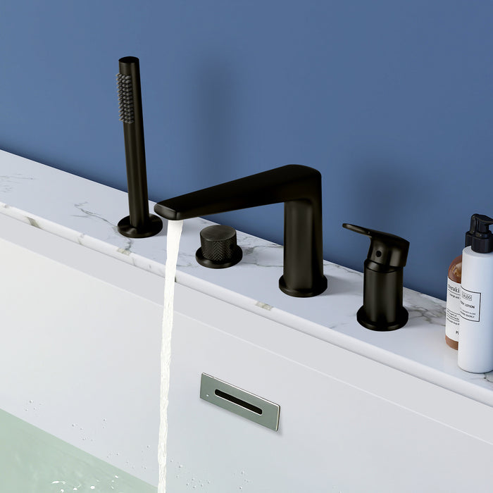 Topcraft Deck-Mounted 4-Hole Bathtub Filler Faucet with Handheld Shower