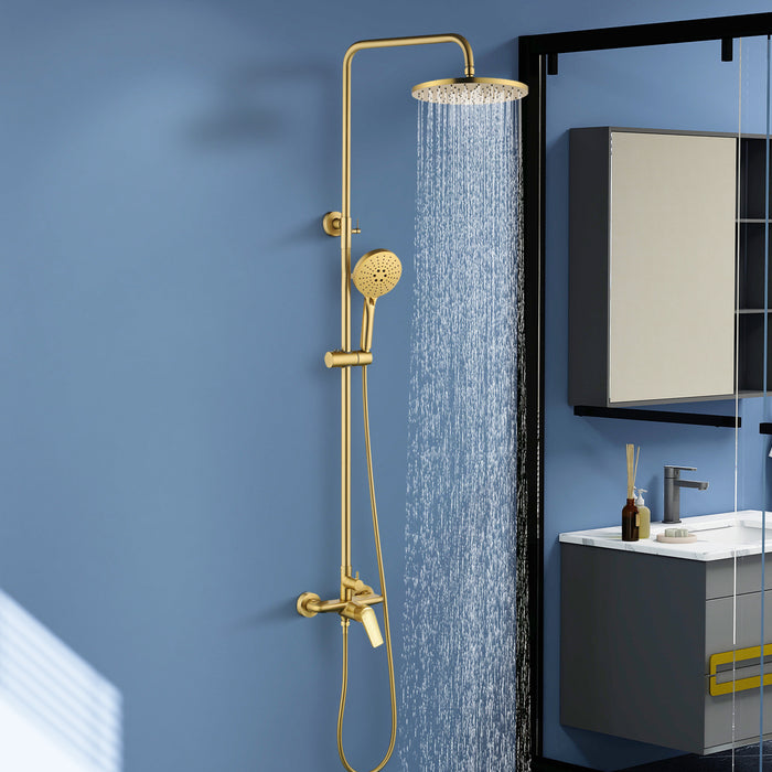 Topcraft Wall-Mounted 10-Inch Rain Shower System with Handheld Faucet