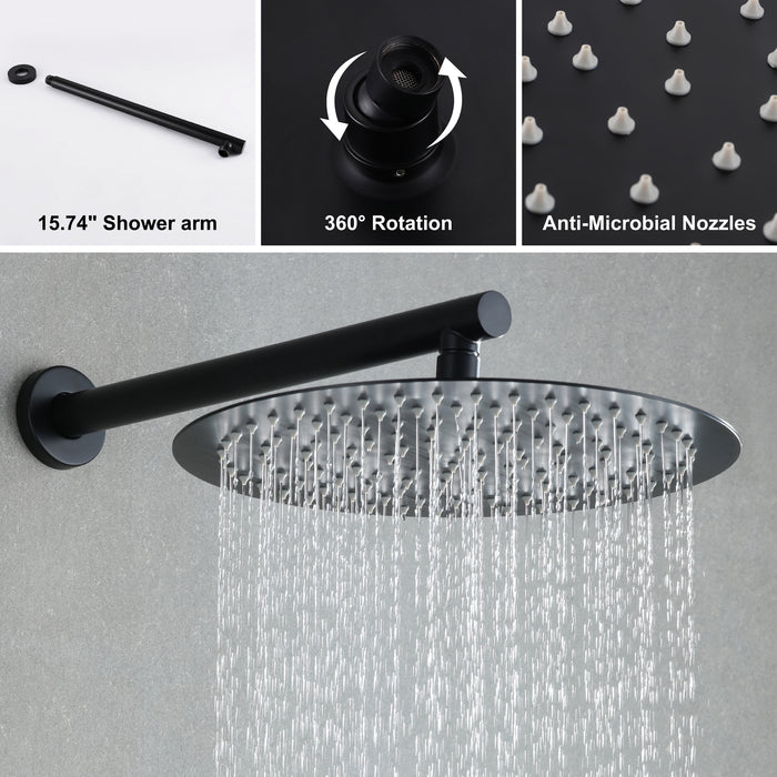 5-Spray Patterns 12 in. Wall Mount Dual Shower Heads with Handheld Built-In Built-In Pressure Shower System