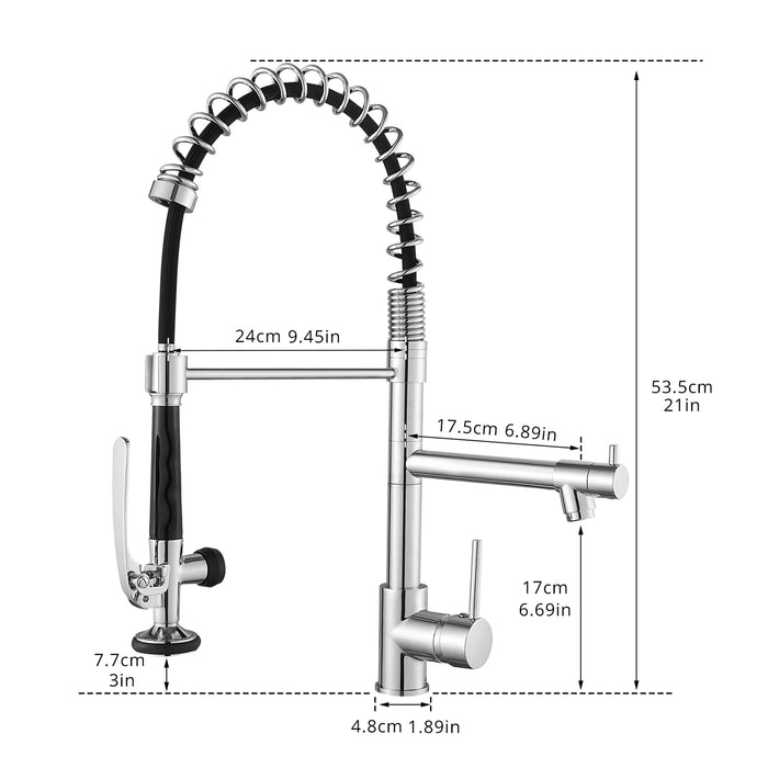 Single Handle Kitchen Faucet with Pull Out Sprayer Dual Function Spray head in Black Gold