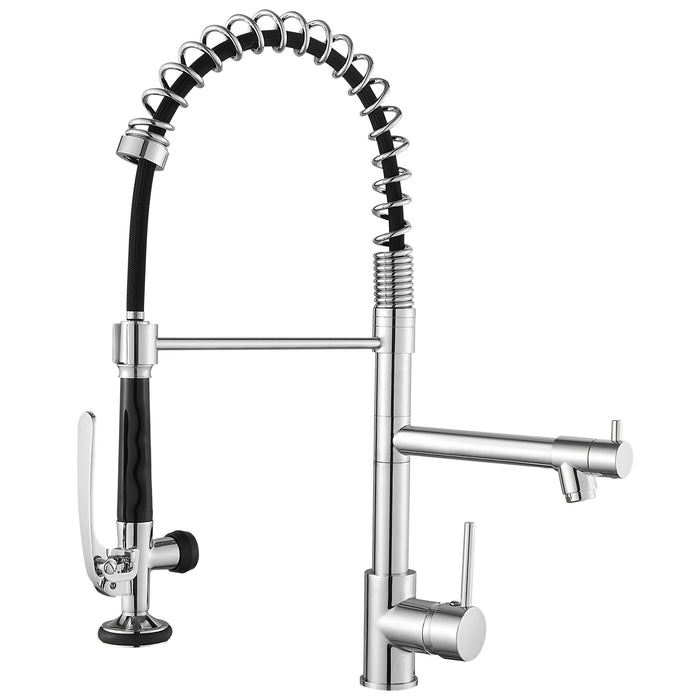 Single Handle Kitchen Faucet with Pull Out Sprayer Dual Function Spray head in Black Gold