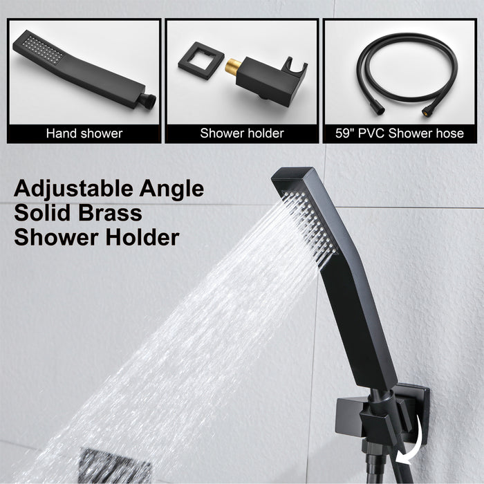 Single Handle 1-Spray Patterns Tub and Shower Faucet 2.5 GPM with 10 in. Shower Head Rainfall Shower System (Valve Included)