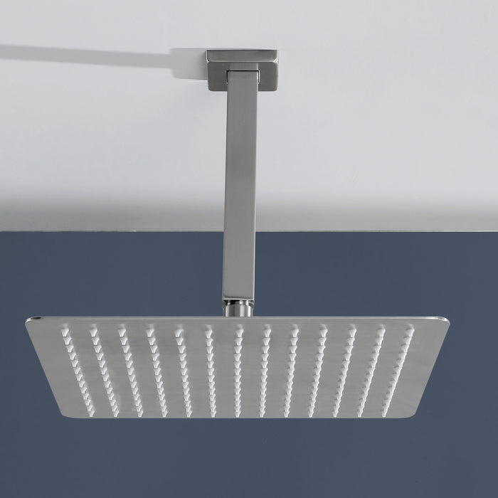 1-Spray Patterns with 2.5 GPM 9.84 in. Ceiling Mount Fixed Shower Head in Brushed Nickel