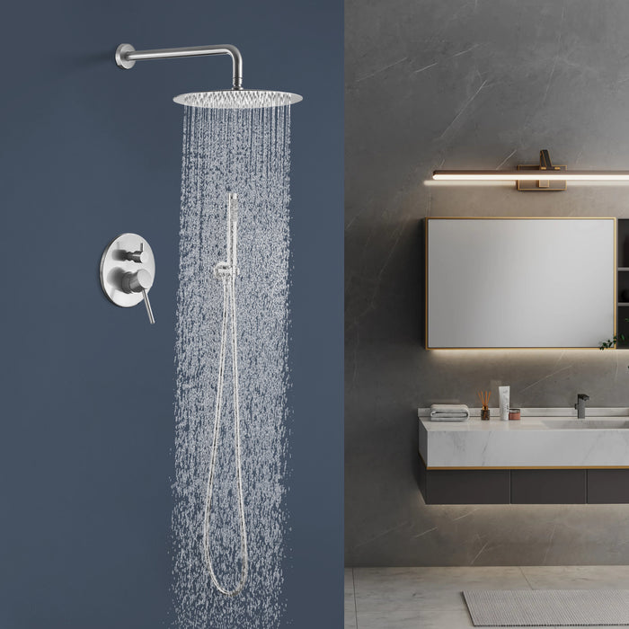 1-spray Patterns 10 in. Dual Fixed and Handheld Shower Head 1.8 GPM in Brushed Nickel