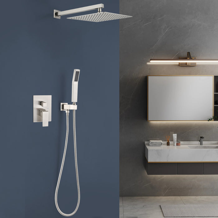 1-Spray Patterns 11.8 in. Dual Fixed and Handheld Shower Head with 2.5 GPM in Brushed Nickel
