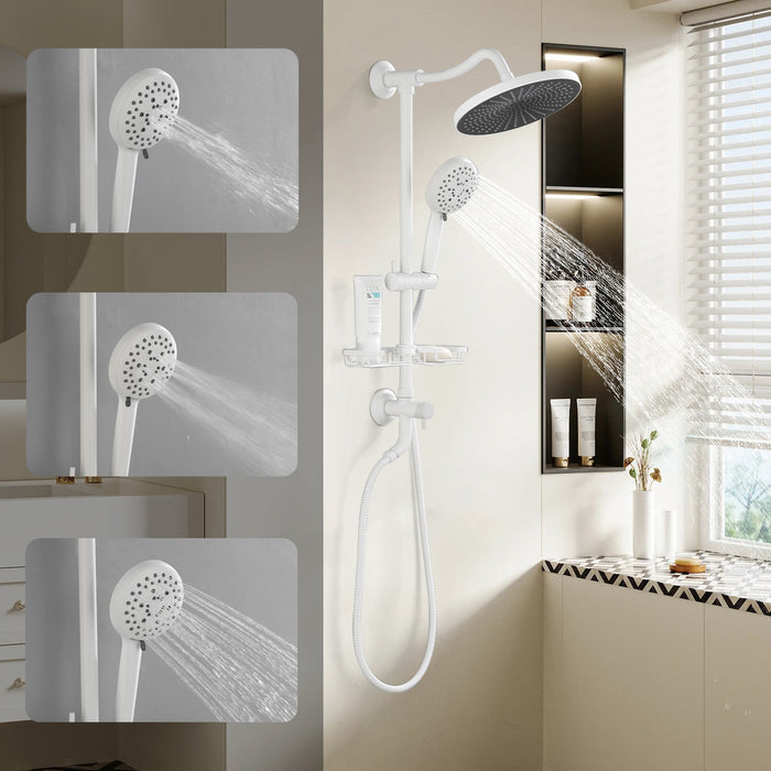 ShowerSpas Shower System, with 10" Rain Showerhead, 4-Function Hand Shower, Adjustable Slide Bar and Soap Dish
