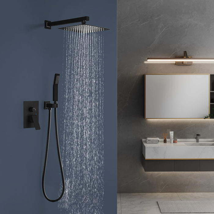 1-Spray Patterns 9.8 in. Wall mount Dual Fixed and Handheld Shower Head with 1.8 GPM in Matte Black