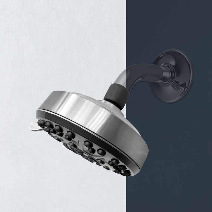 10-Spray Patterns with 1.75 GPM 4.72 in. Wall Mount Fixed Shower Head With High-Pressure in Brushed Nickel