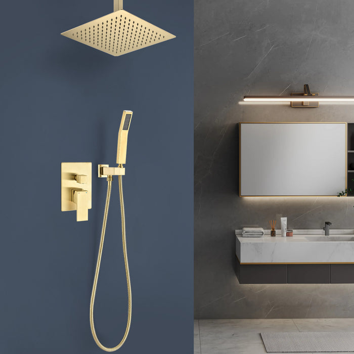 Ceiling Mounted Shower System Combo Set with Handheld and 12"Shower head