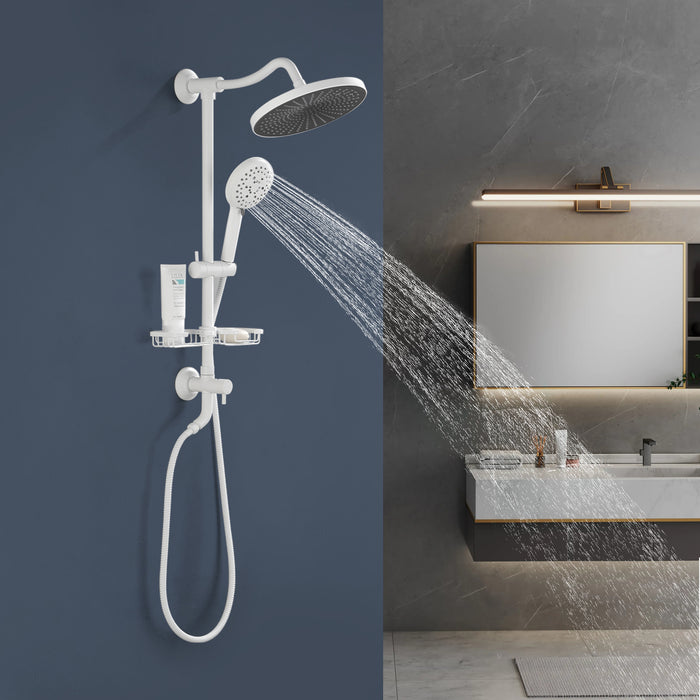 ShowerSpas Shower System, with 10" Rain Showerhead, 4-Function Hand Shower, Adjustable Slide Bar and Soap Dish
