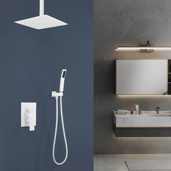 1-Spray Patterns 16 in. Ceiling Mount Dual Fixed and Handheld Shower Head 2.5 GPM