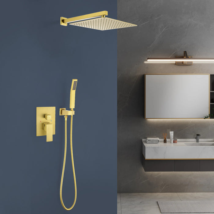 1-Spray Patterns 9.8 in. Dual Fixed and Handheld Shower Head with 1.8 GPM in Brushed Gold