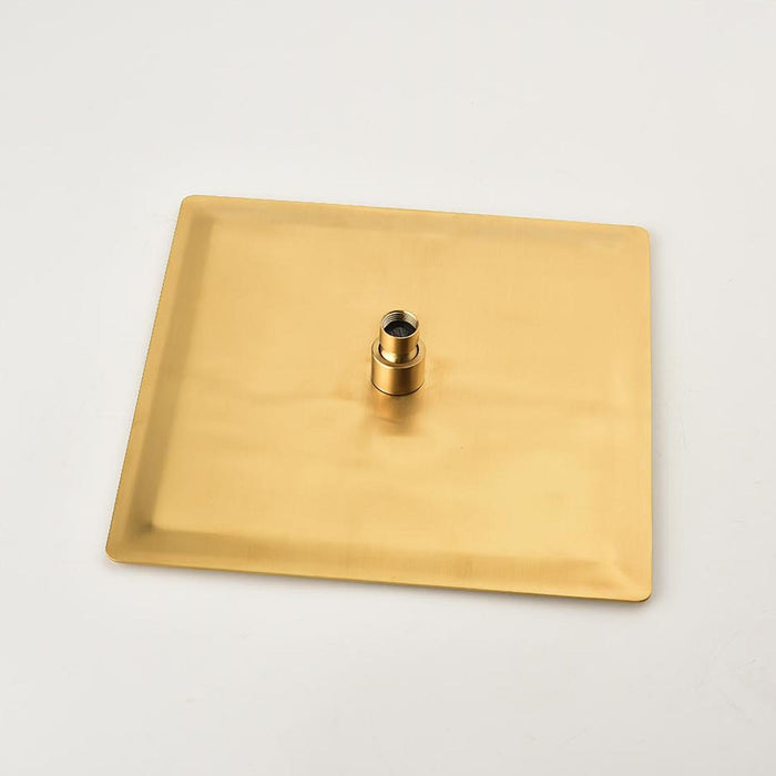 1-spray 11.8 in. Wall-Mounted Dual Fixed and Handheld Shower Head 2.5 GPM with Slide Bar, Body-sprays in Brushed Gold