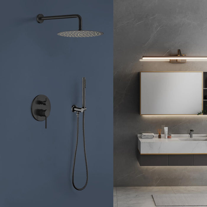 1-spray Patterns 9.8 in. Wall mount Dual Fixed and Handheld Shower Head 1.8 GPM in Matte Black