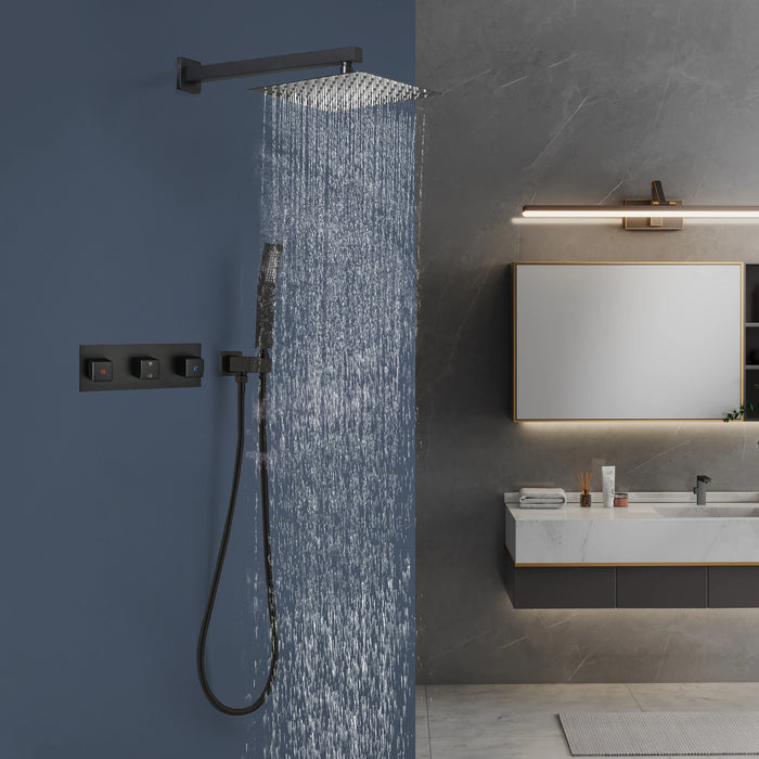 1-Spray Patterns 9.84 in. Dual Fixed and Handheld Shower Head with 1.8 GPM in Matte Black