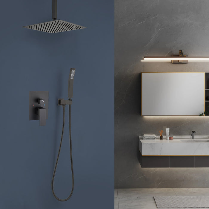 1-Spray Patterns 16 in. Ceiling Mount Dual Fixed and Handheld Shower Head 2.5 GPM