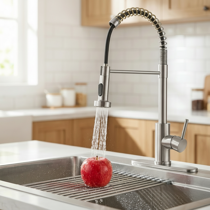 Kitchen Faucet with Pull Down Sprayer Industrial Single Handle Single Hole Faucet for Farmhouse