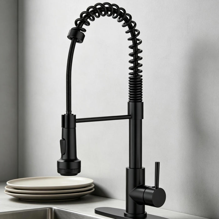 Kitchen Faucet with Pull Down Sprayer and 4 Spraying Modes Single Handle Commercial Spring Kitchen Sink Faucet