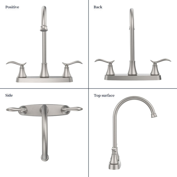 Two Handle High Arc Brushed Nickel Pull Out Kitchen Faucet,Stainless Steel Kitchen Sink Faucets