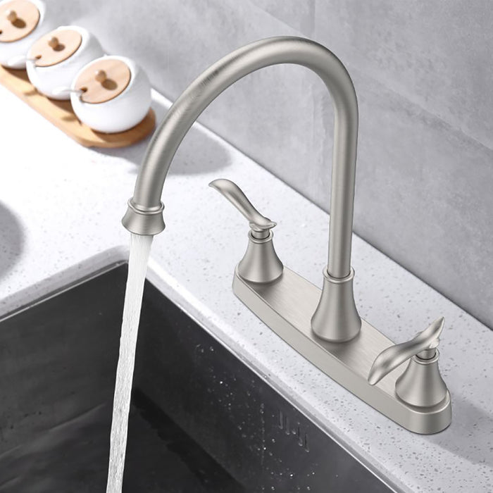Two Handle High Arc Brushed Nickel Pull Out Kitchen Faucet,Stainless Steel Kitchen Sink Faucets