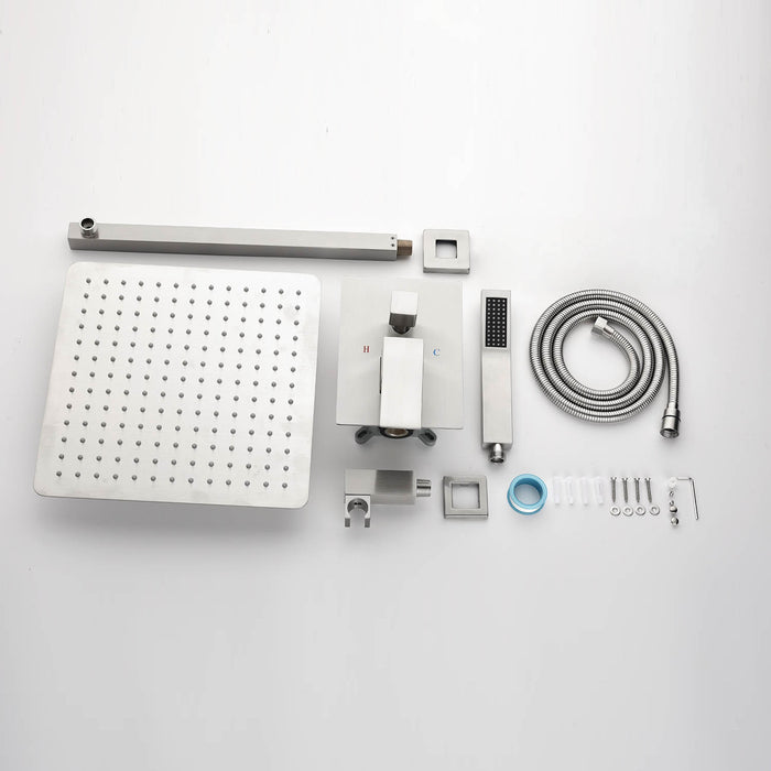 1-Spray Patterns 11.8 in. Dual Fixed and Handheld Shower Head with 2.5 GPM in Brushed Nickel