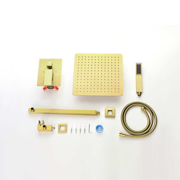 1-Spray Patterns 9.8 in. Dual Fixed and Handheld Shower Head with 1.8 GPM in Brushed Gold
